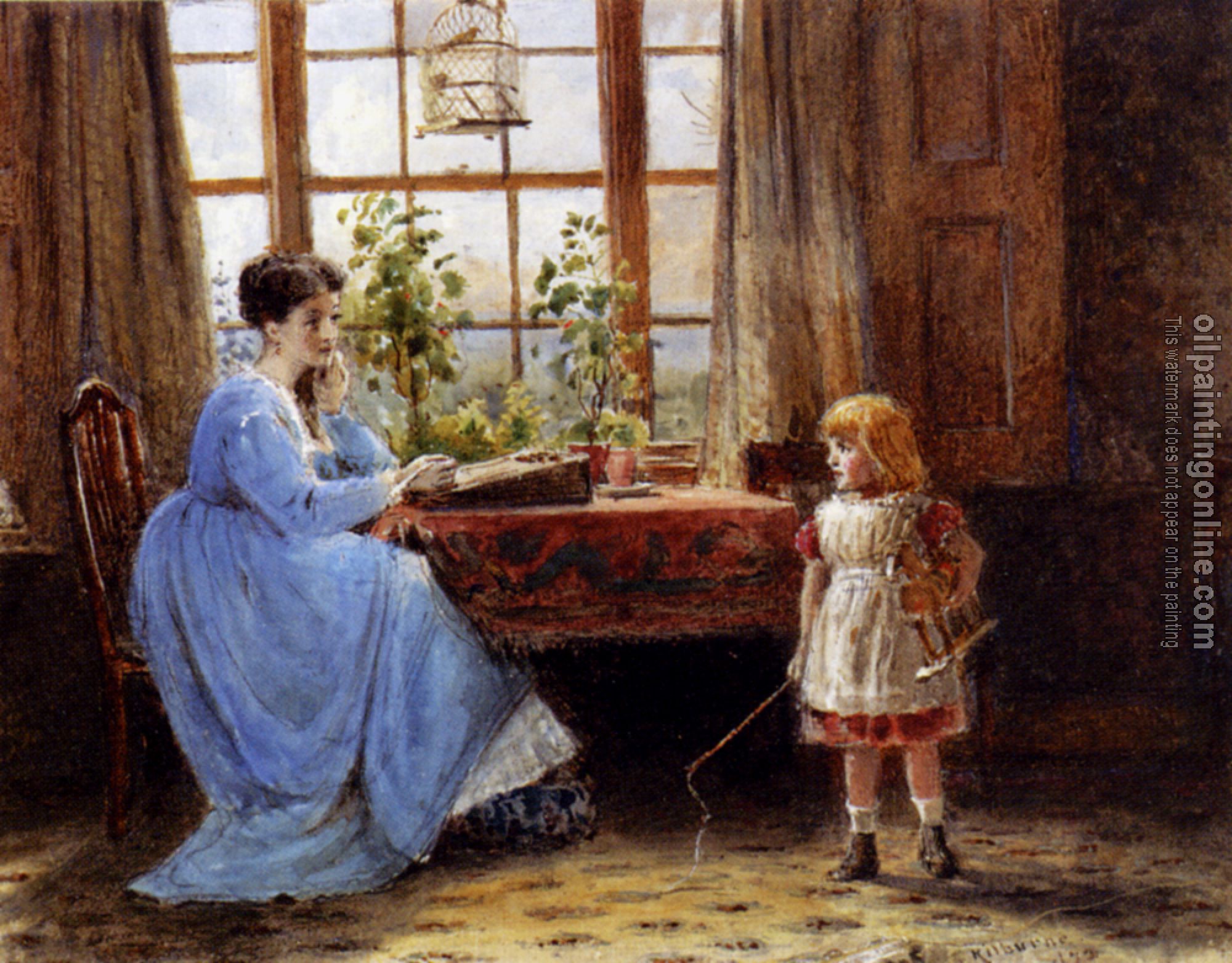 George Goodwin Kilburne - A Mother And Child In An Interior